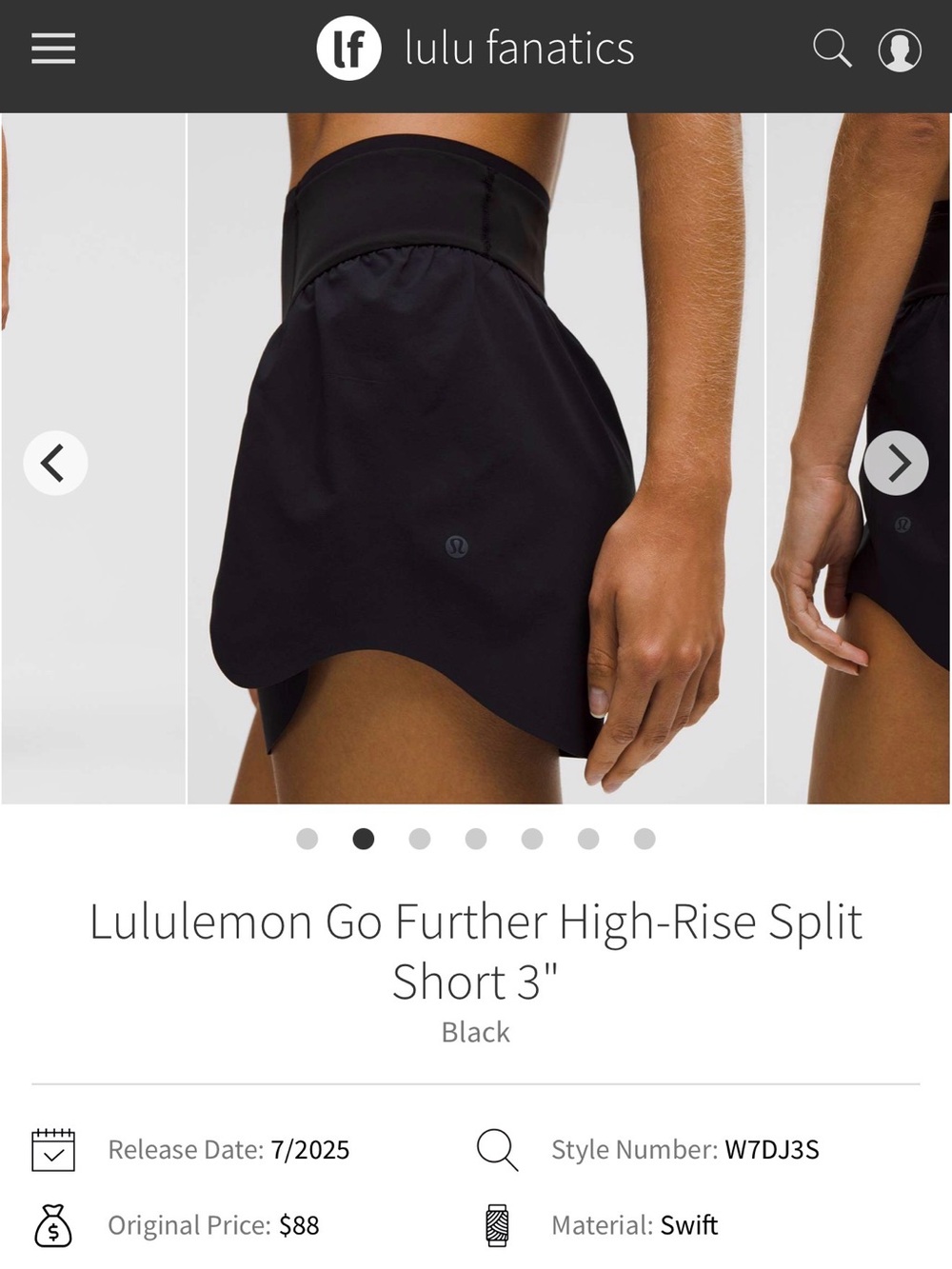 lululemon athletica Black Go Further High-Rise Split Short
